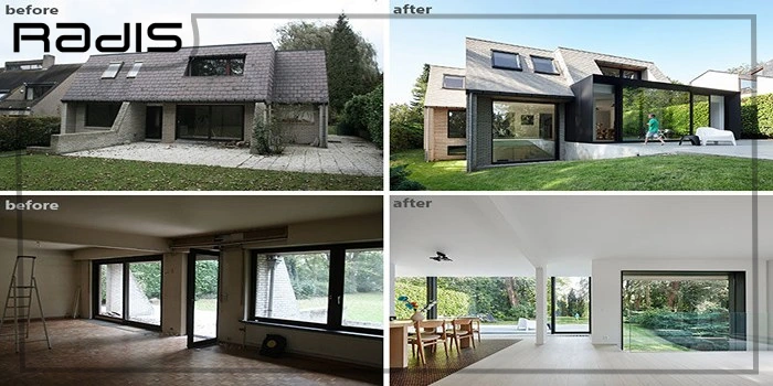 بازسازی ویلا + محاسبه هزینه _ تصویری از نمای بیرونی و درونی یک ویلا قبل و بعد از بازسازی